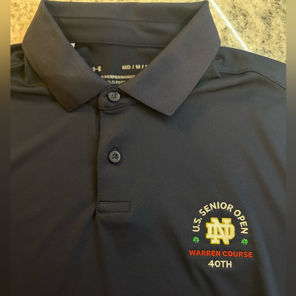 Under Armour Navy Polo with U.S. Senior Open Size Med
